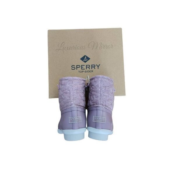 Sperry Womens Duck Boots Purple Ankle Low Heel Cuban Zip Lined Winter Fall 7 New - Picture 4 of 8